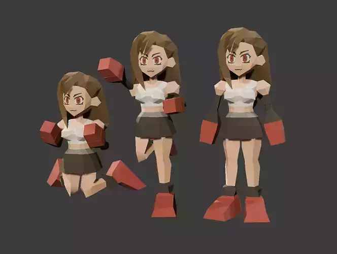 TIFA - FINAL FANTASY VII - LOW POLY ACTION FIGURE 3D print model