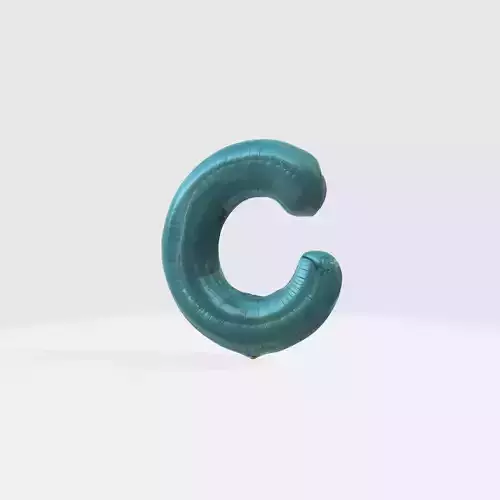 A teal-colored abstract letter C shape
