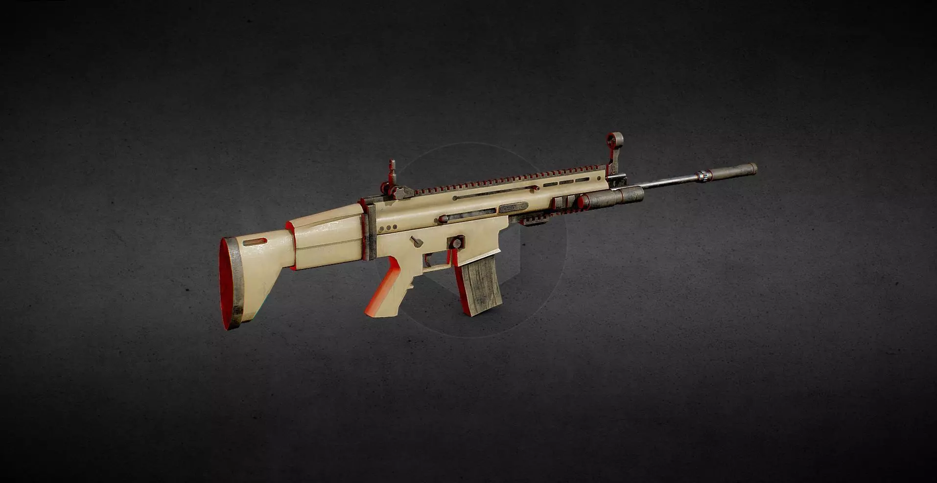 FN Scar-L Assault Rifle Low-poly 3D model