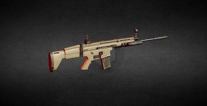 FN Scar-L Assault Rifle Low-poly 3D model