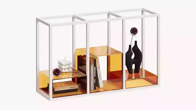 Open metal shelving with acrylic inserts 60cm