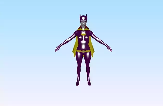Batgirl 3d model cartoon style full 3d coloured 