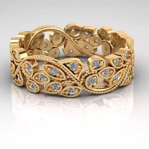 Printable wedding band features an organic flowery shape