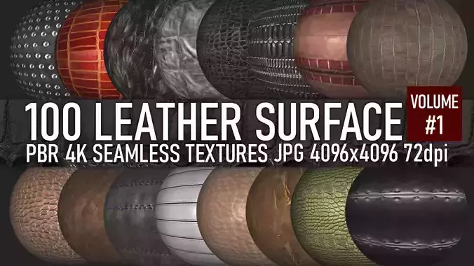 100 various leather PBR seamless 4k textures with normal maps