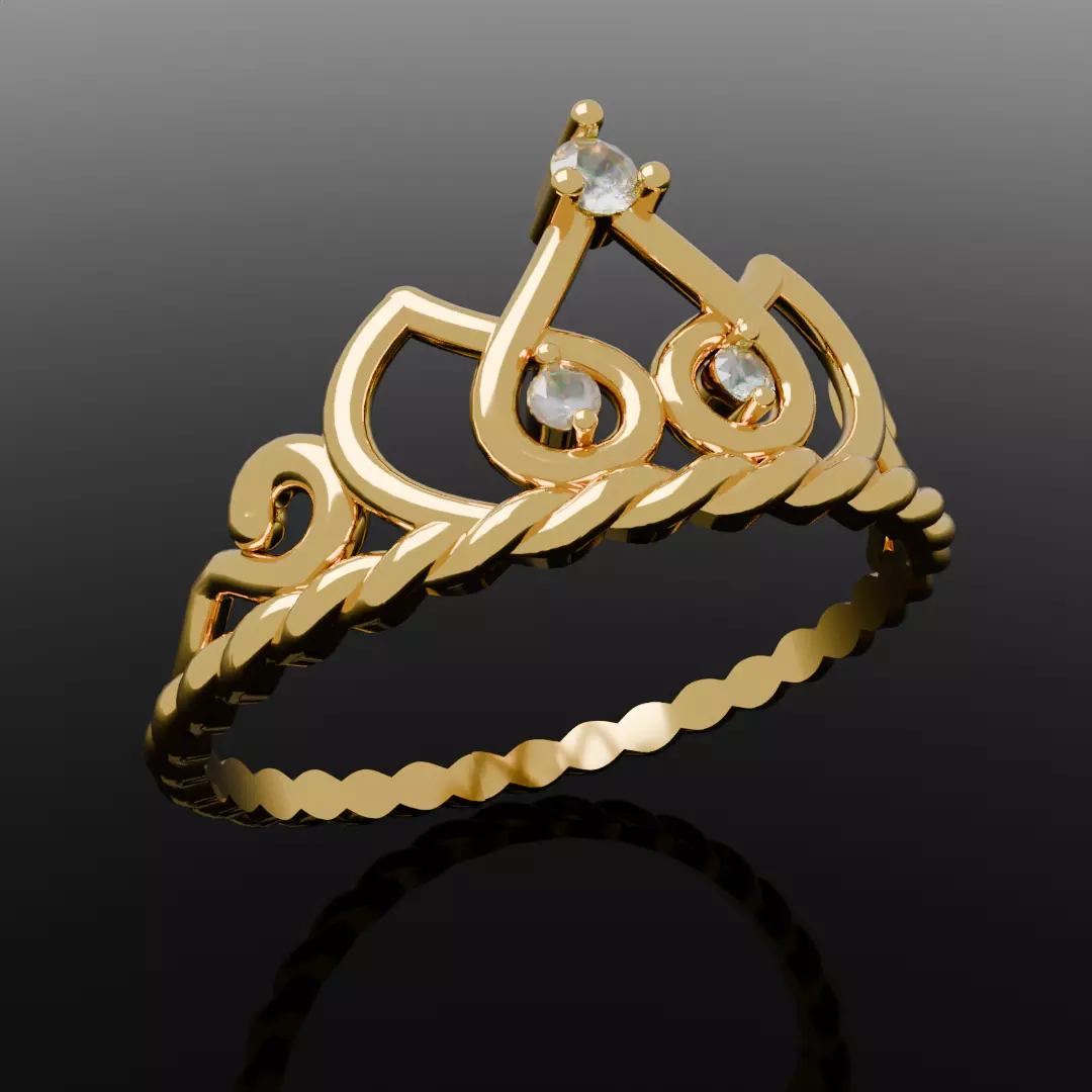 crown ring 3D print model_0