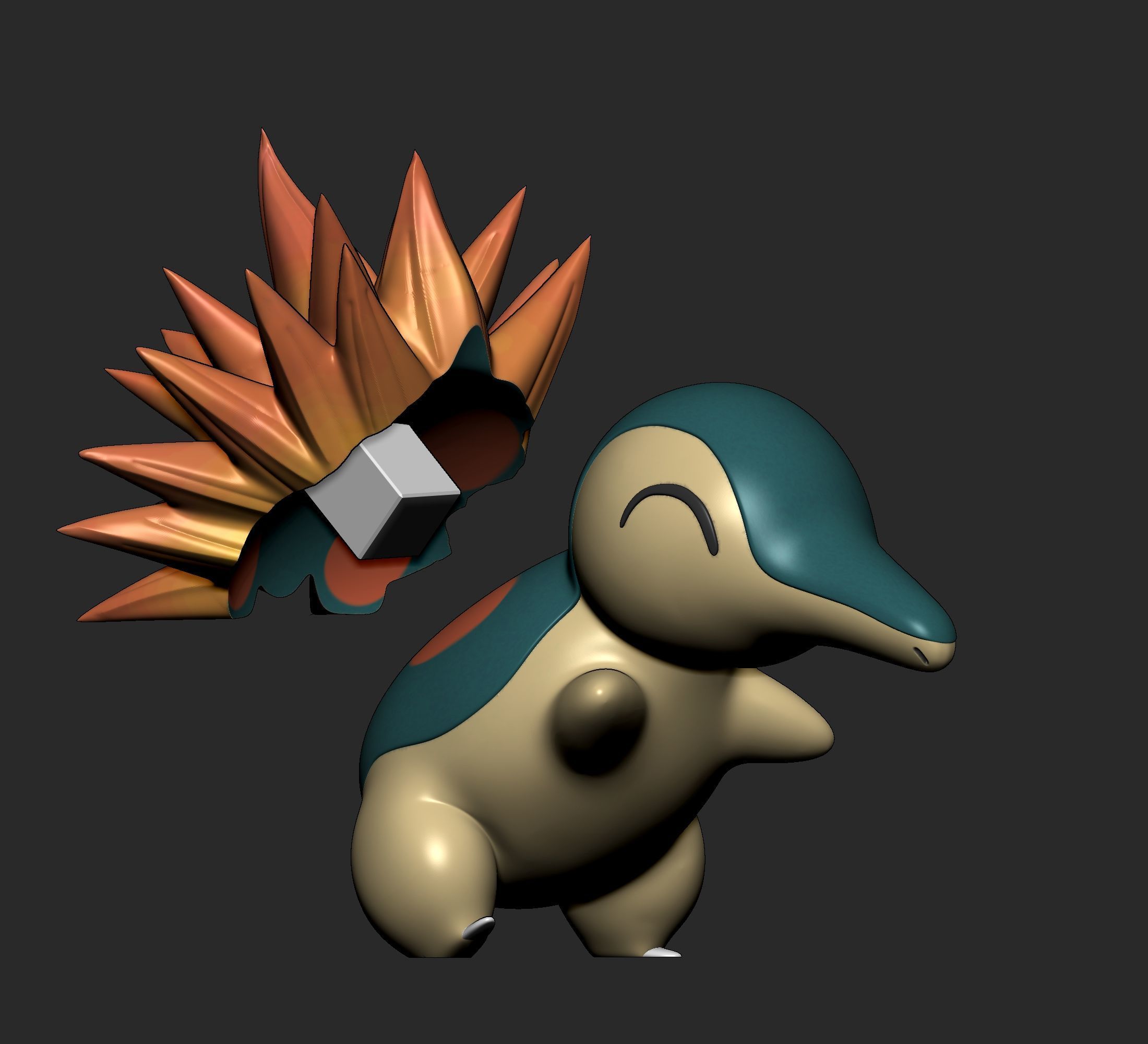 Pokemon - Cyndaquil with 2 poses 3D print model_2
