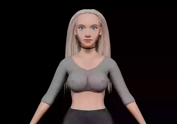 pretty blond woman V28183  Low-poly 3D model