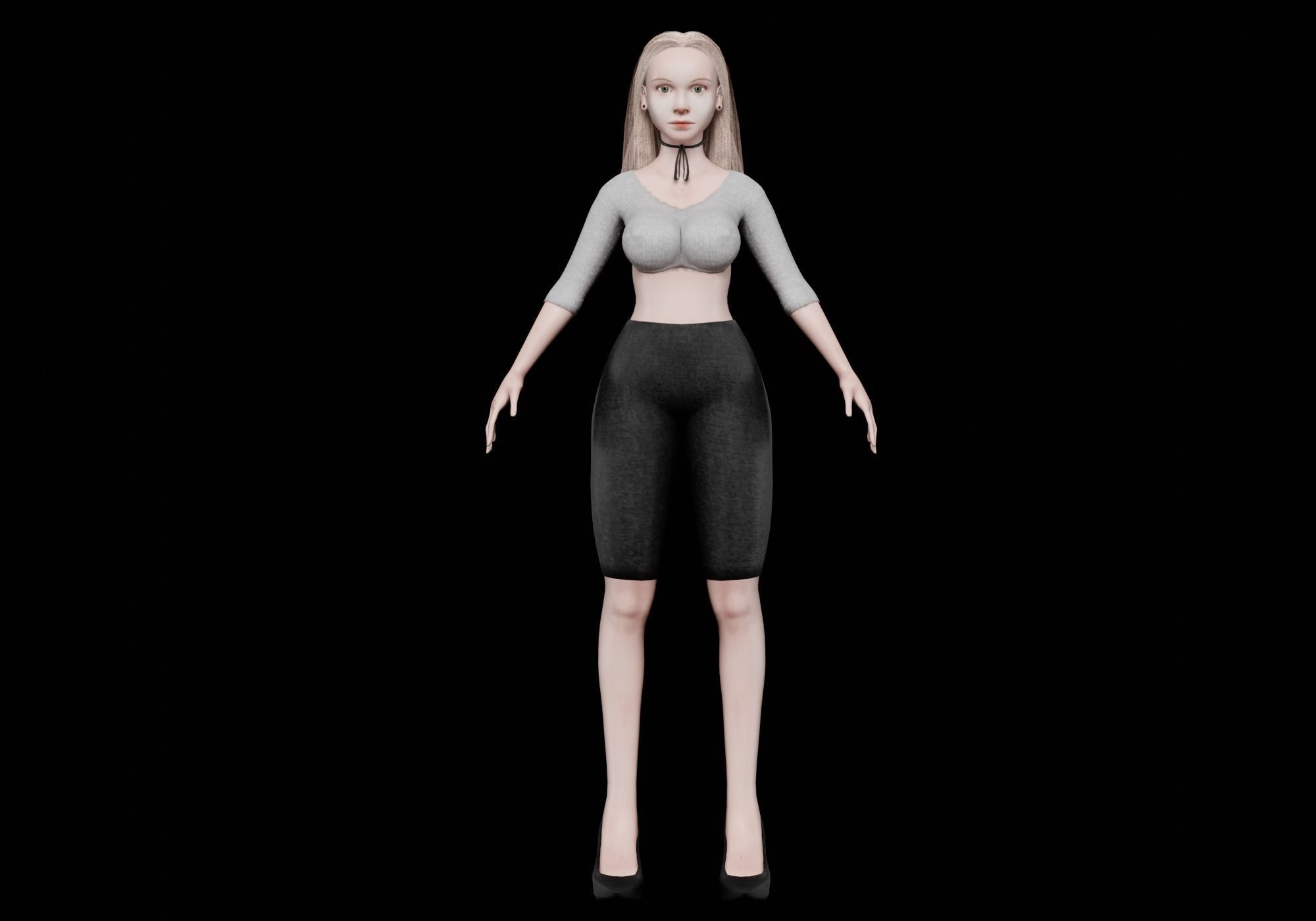 blond beautiful woman V26413  Low-poly 3D model_1