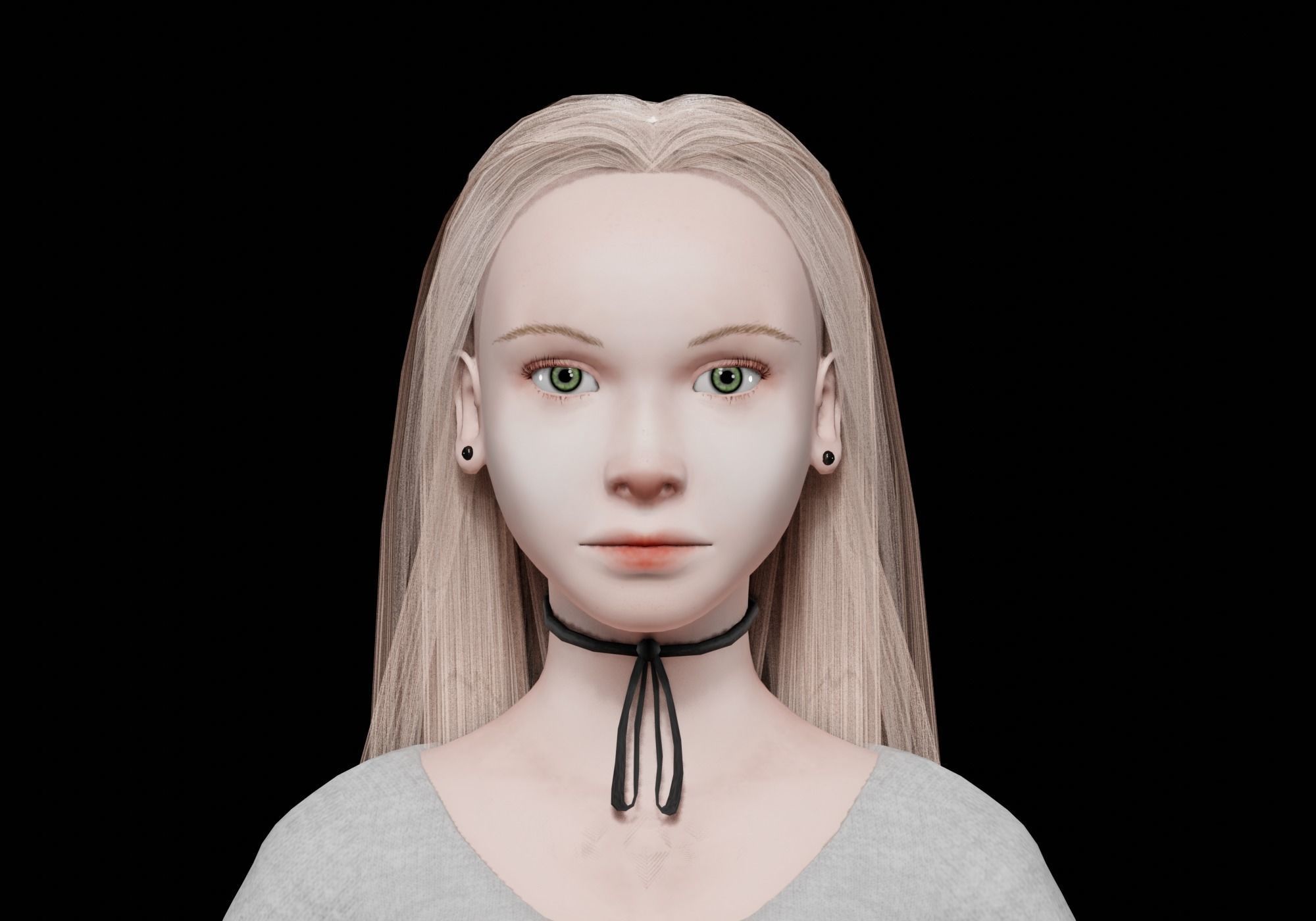blond beautiful woman V26413  Low-poly 3D model_2