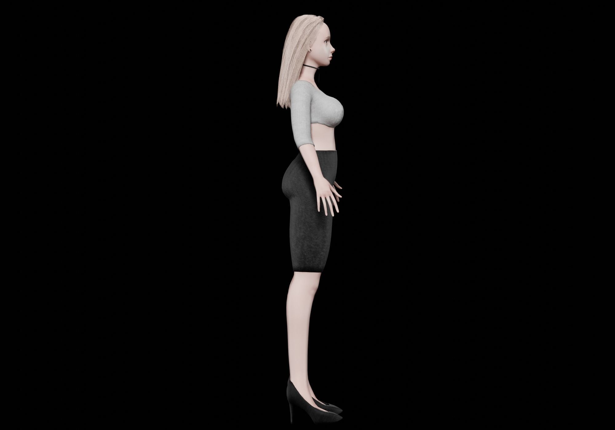 blond beautiful woman V26413  Low-poly 3D model_4