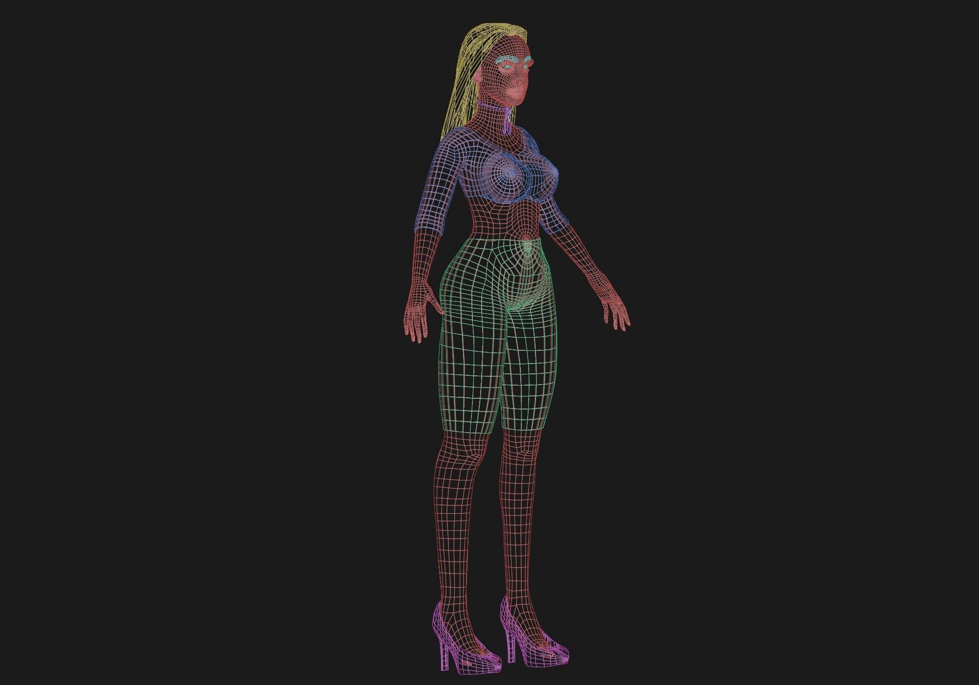 blond beautiful woman V26413  Low-poly 3D model_12