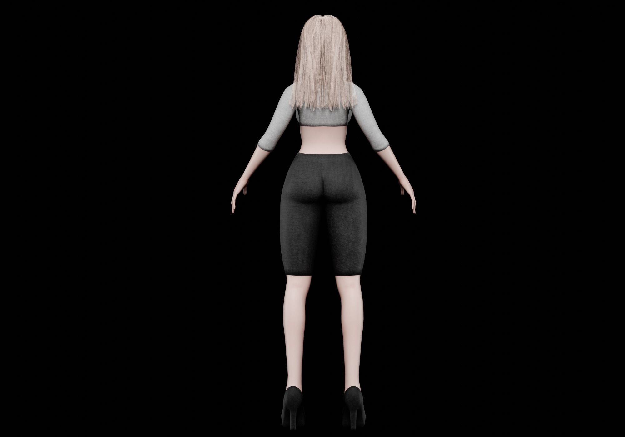 blond beautiful woman V26413  Low-poly 3D model_6
