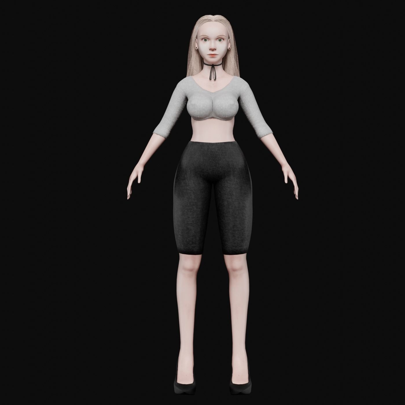 blond beautiful woman V26413  Low-poly 3D model_9