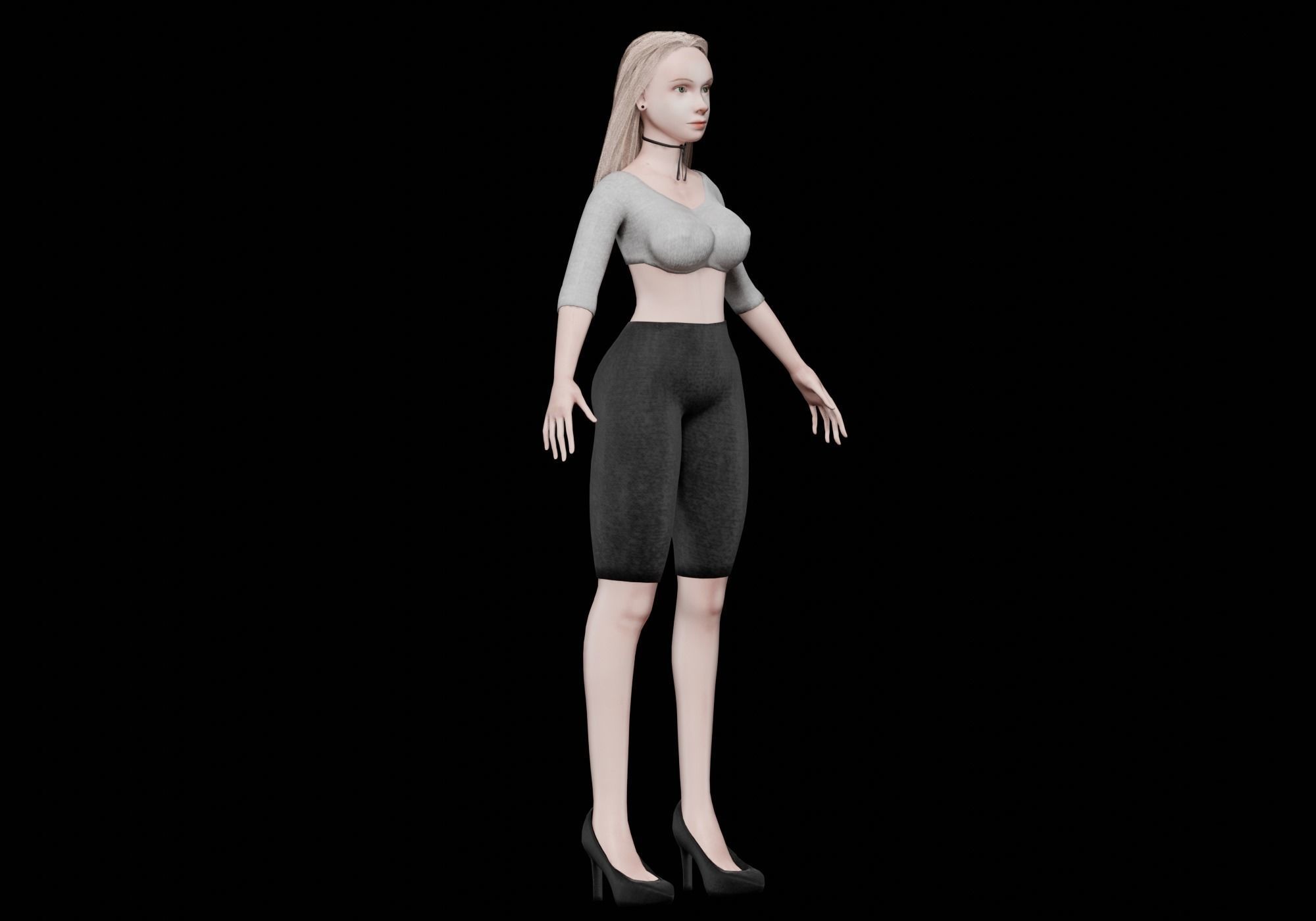 blond beautiful woman V26413  Low-poly 3D model_3