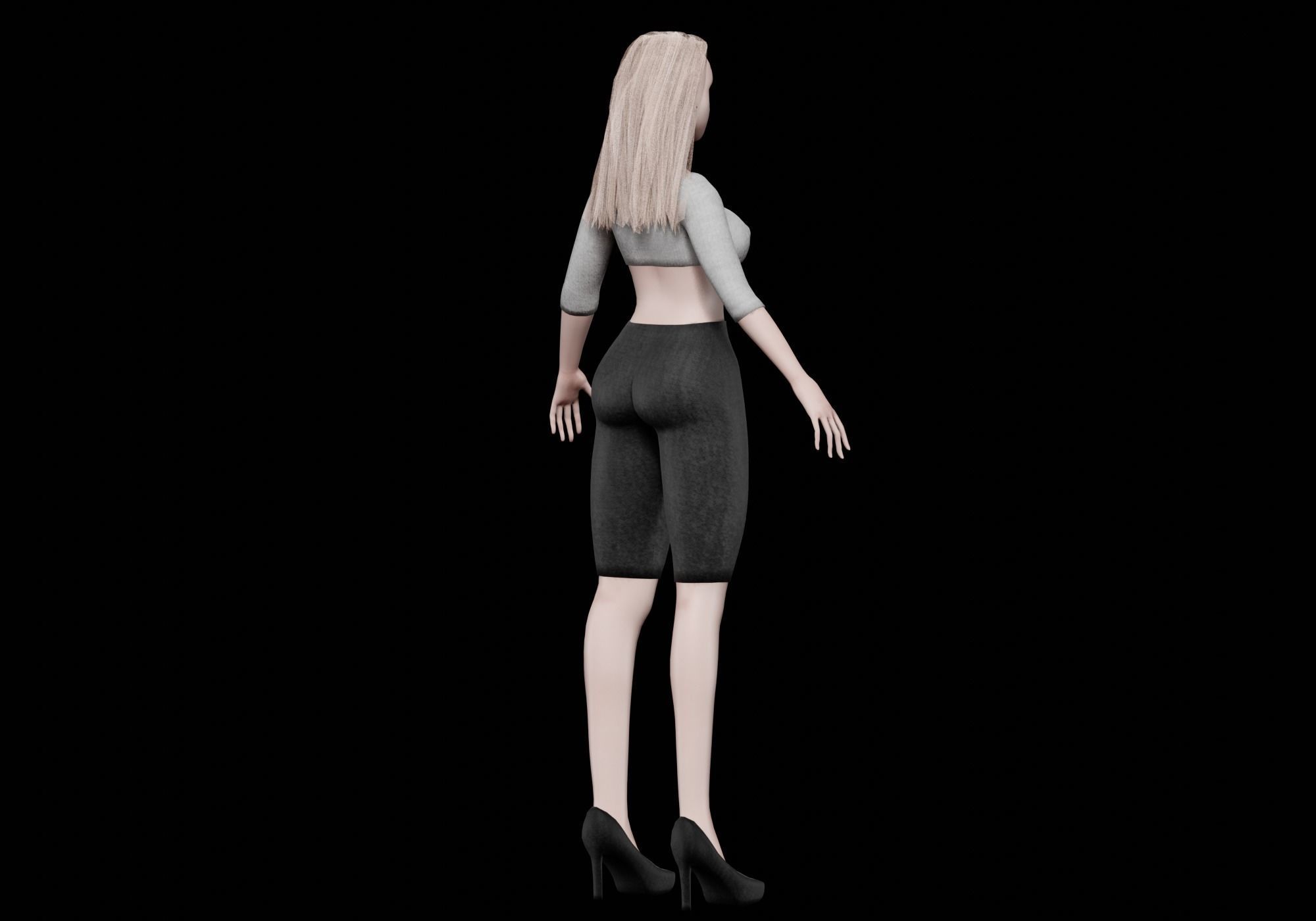 blond beautiful woman V26413  Low-poly 3D model_5