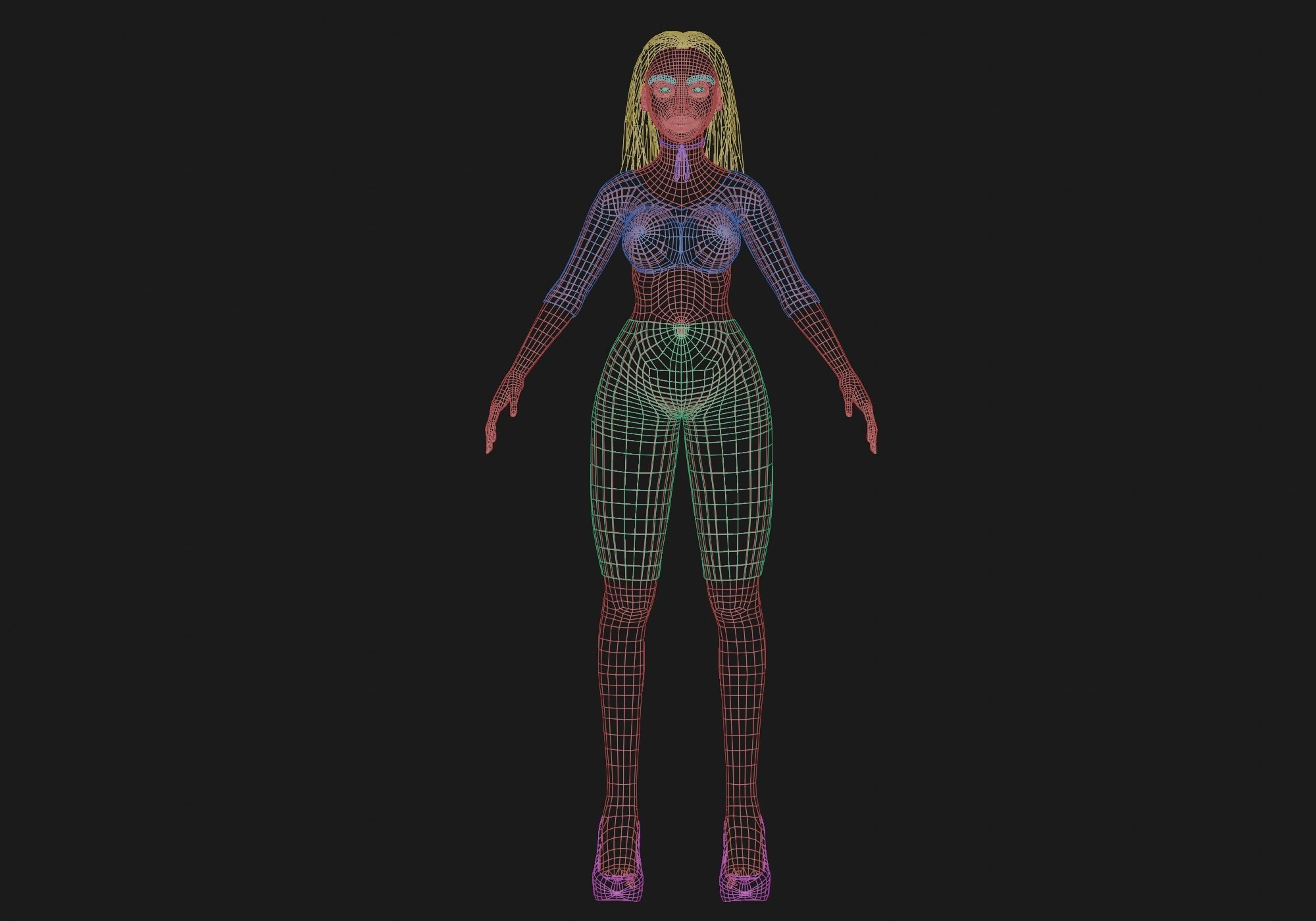 blond beautiful woman V26413  Low-poly 3D model_10
