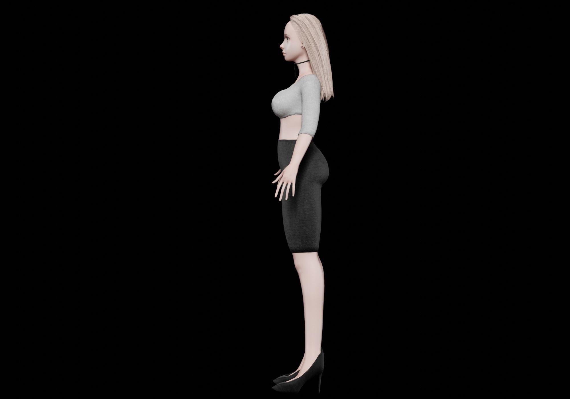 blond beautiful woman V26413  Low-poly 3D model_7