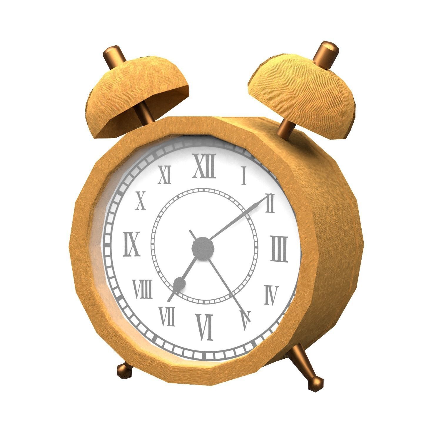 Golden Clocks Free low-poly 3D model_2