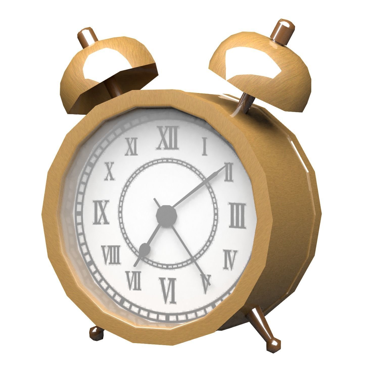 Golden Clocks Free low-poly 3D model_1