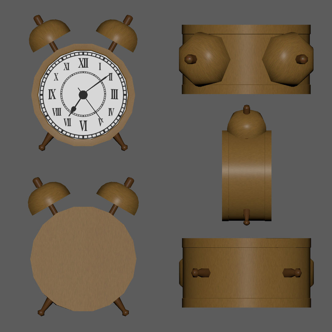 Golden Clocks Free low-poly 3D model_4