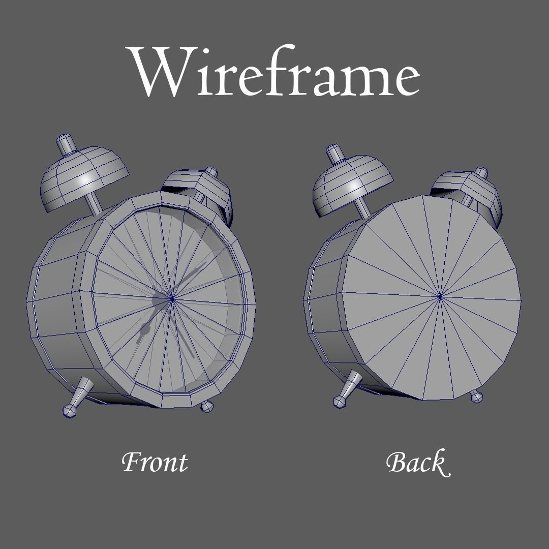 Golden Clocks Free low-poly 3D model_6