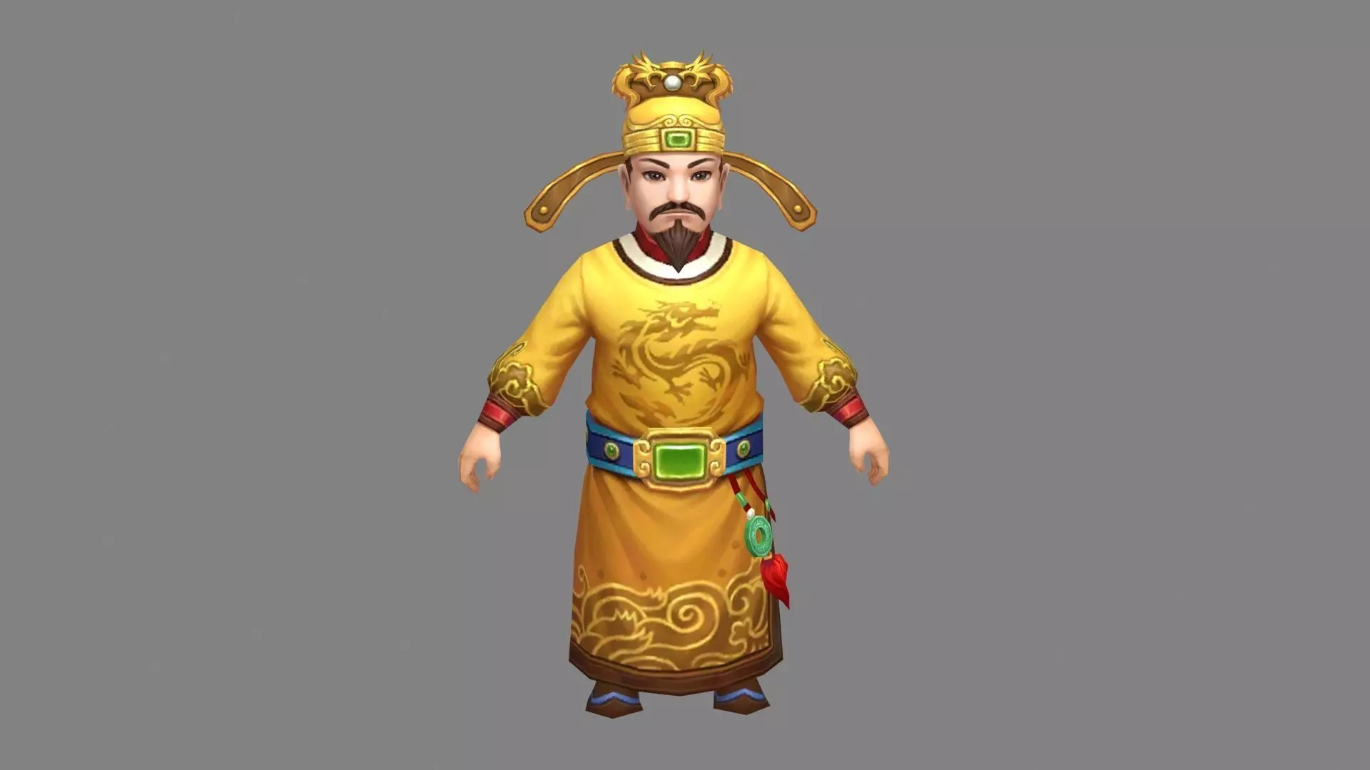 Ancient Chinese Emperor - Cartoon King Low-poly 3D model_0