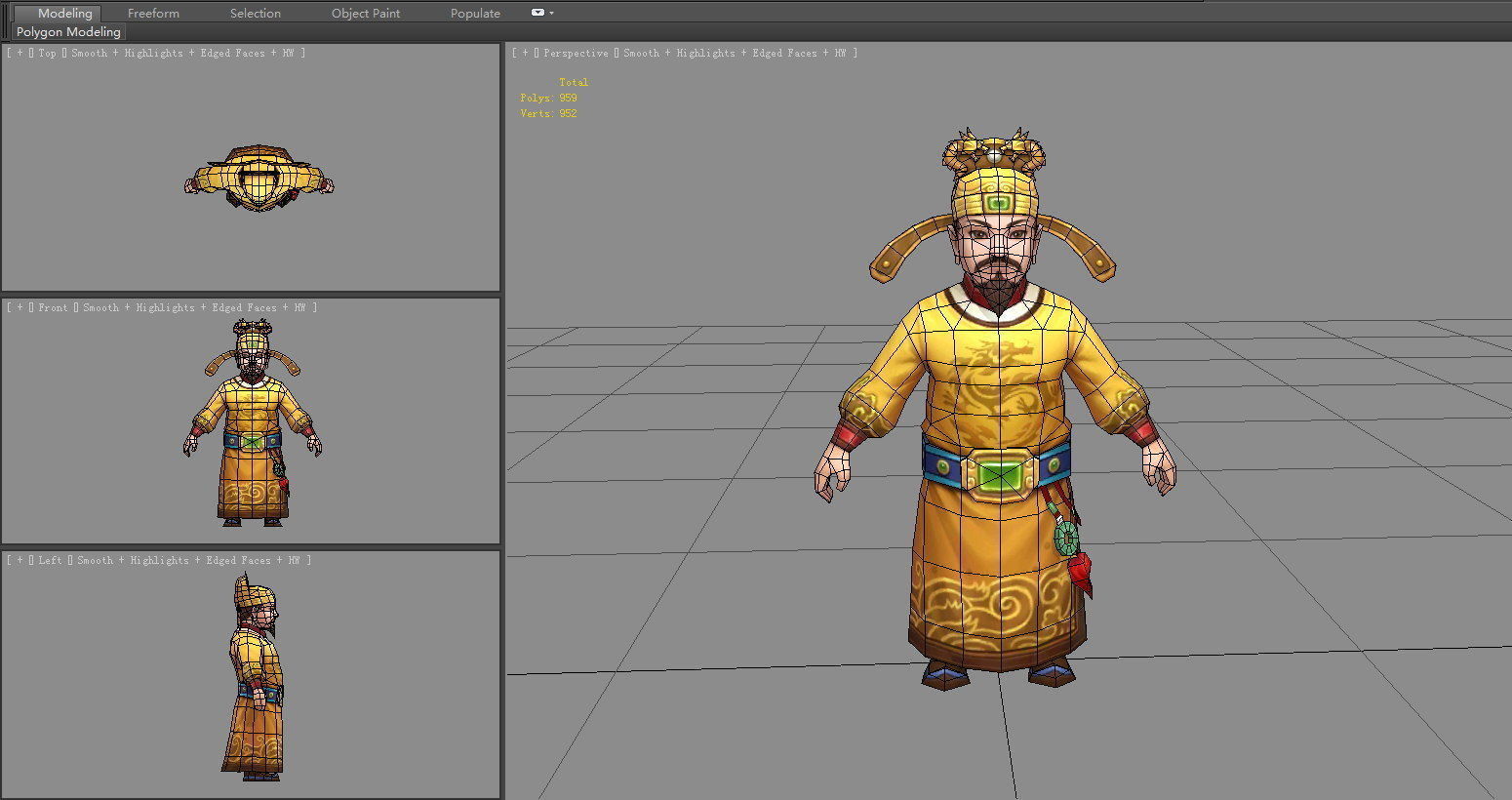 Ancient Chinese Emperor - Cartoon King Low-poly 3D model_5