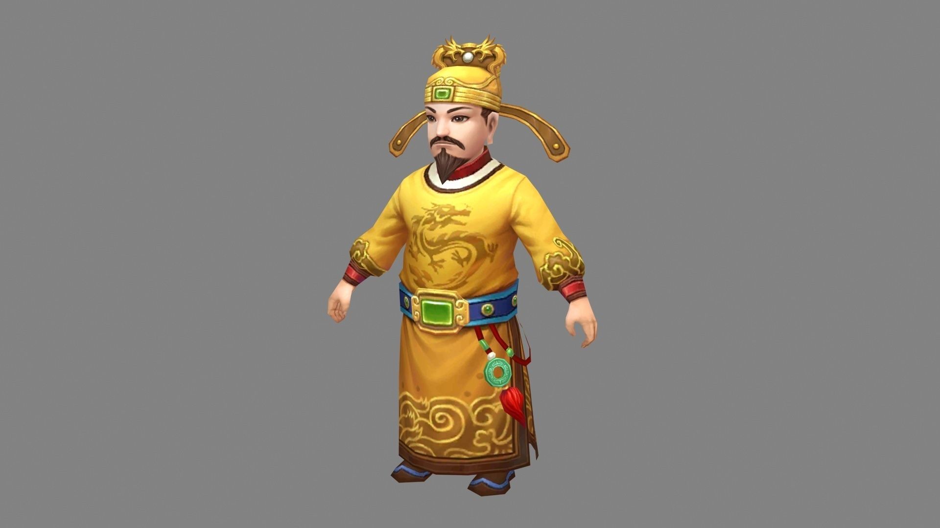 Ancient Chinese Emperor - Cartoon King Low-poly 3D model_1