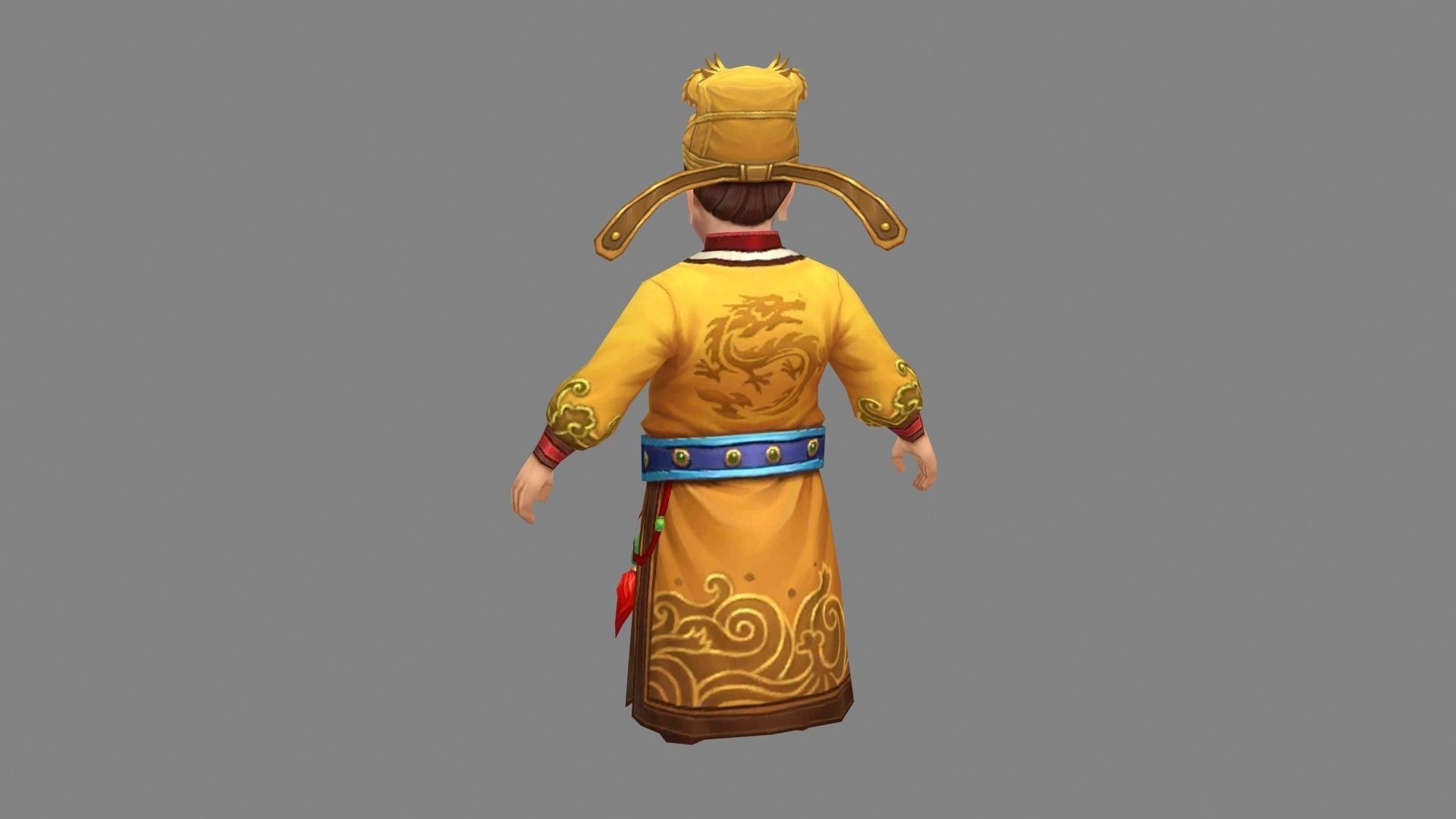 Ancient Chinese Emperor - Cartoon King Low-poly 3D model_3