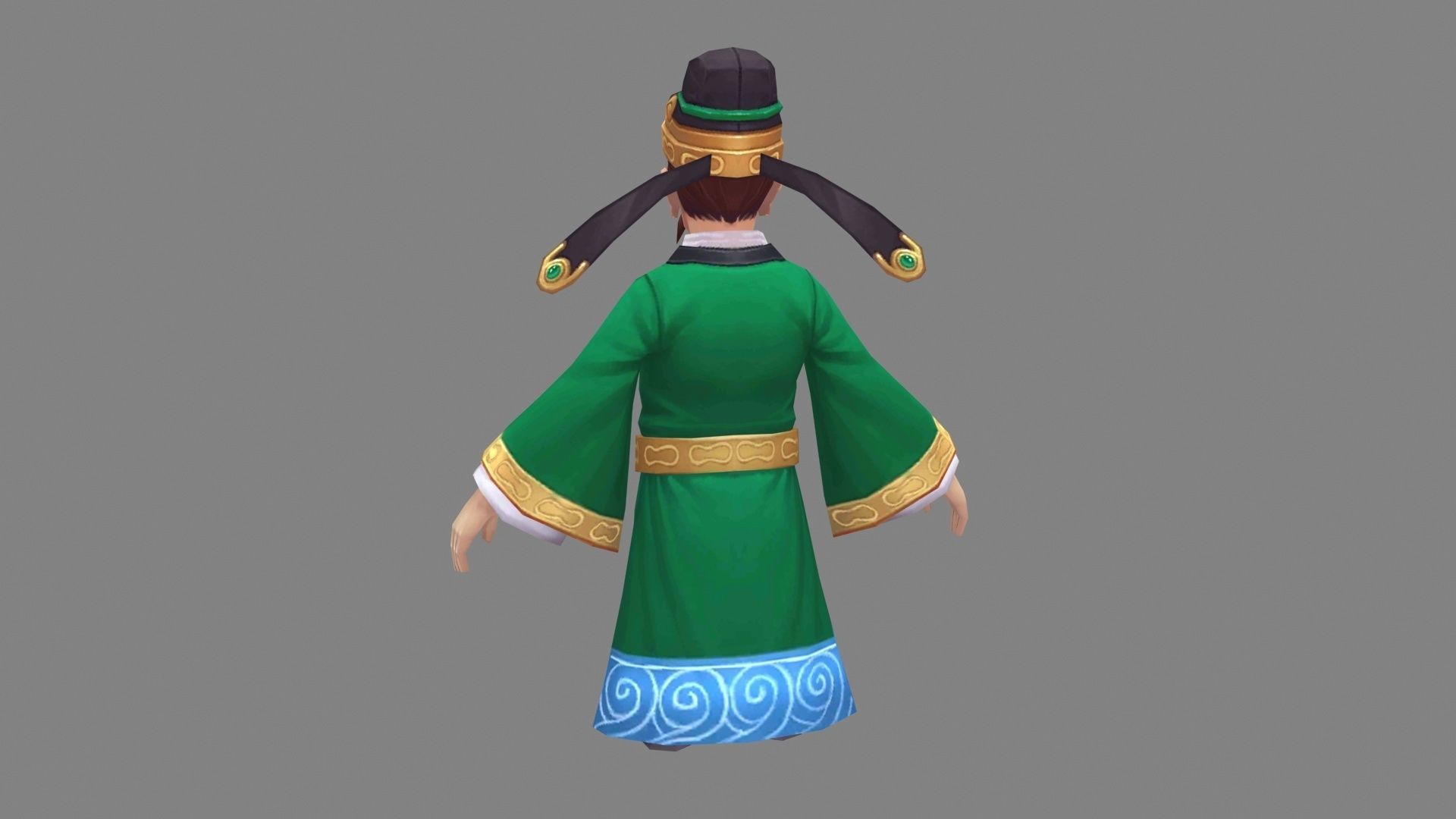 Ancient Chinese Minister - Cartoon Official Low-poly 3D model_3