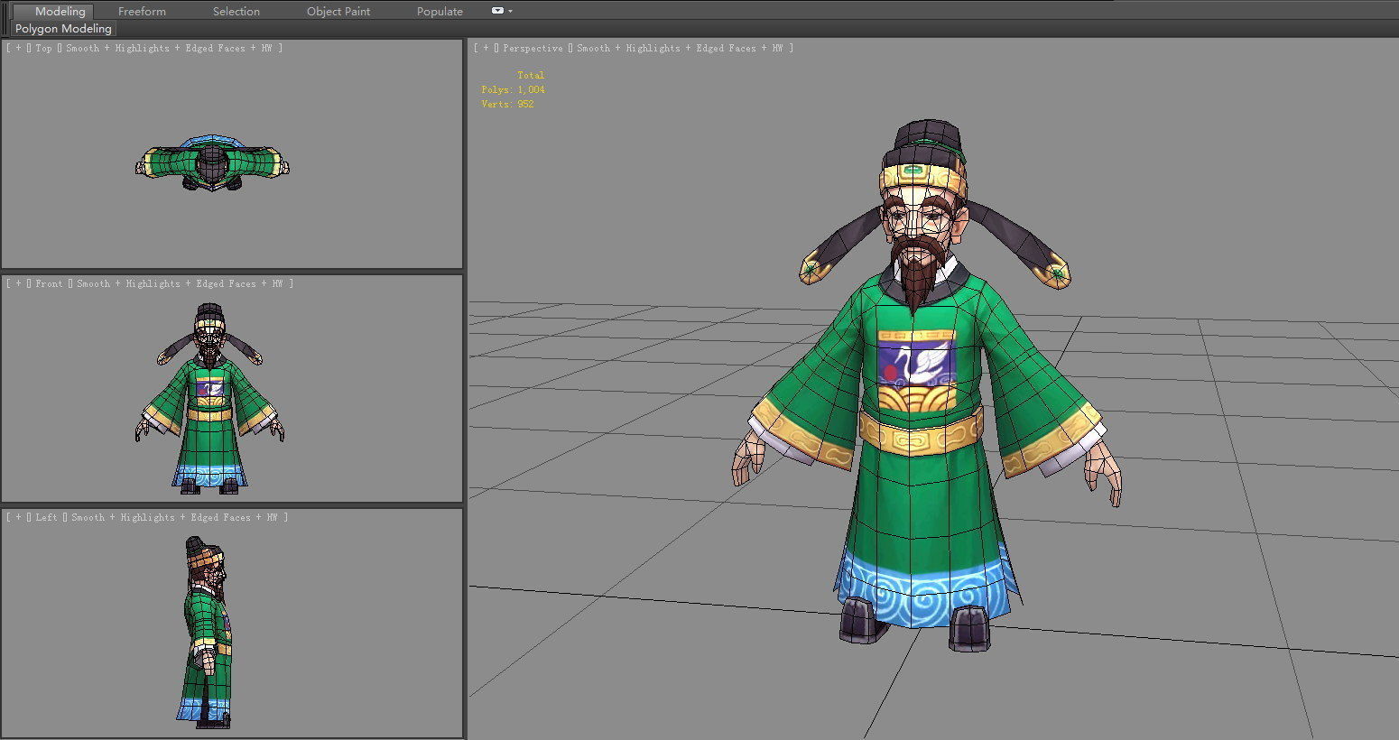 Ancient Chinese Minister - Cartoon Official Low-poly 3D model_5