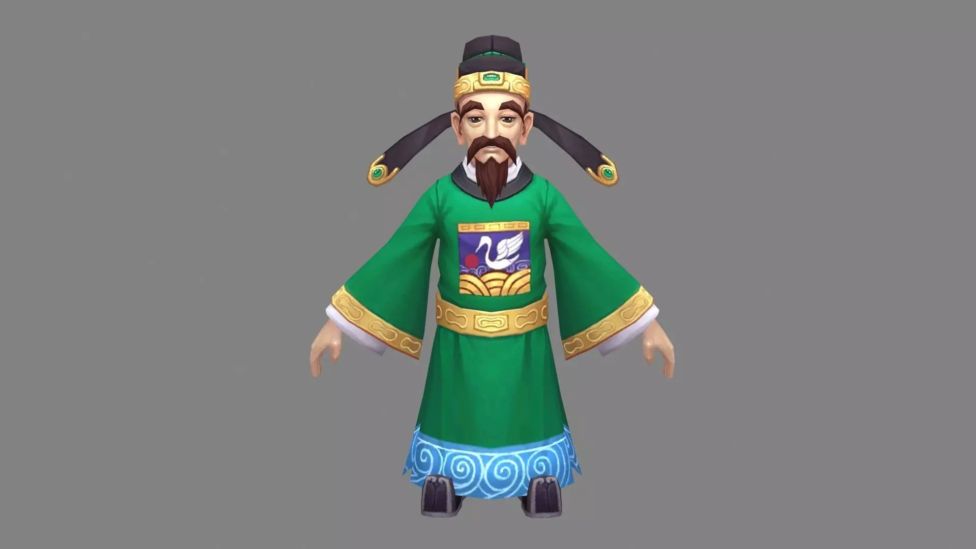 Ancient Chinese Minister - Cartoon Official Low-poly 3D model_0
