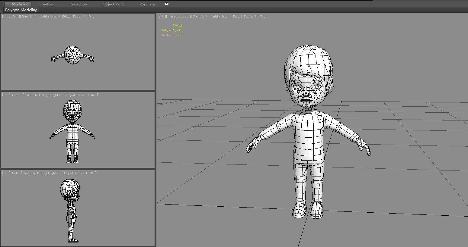 Cartoon boy in yellow tracksuit Low-poly 3D model_6