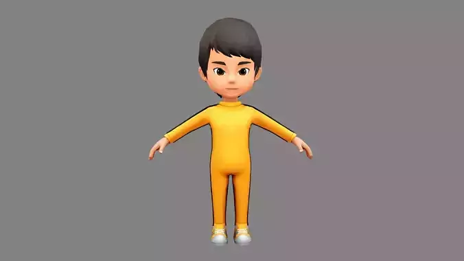 Cartoon boy in yellow tracksuit