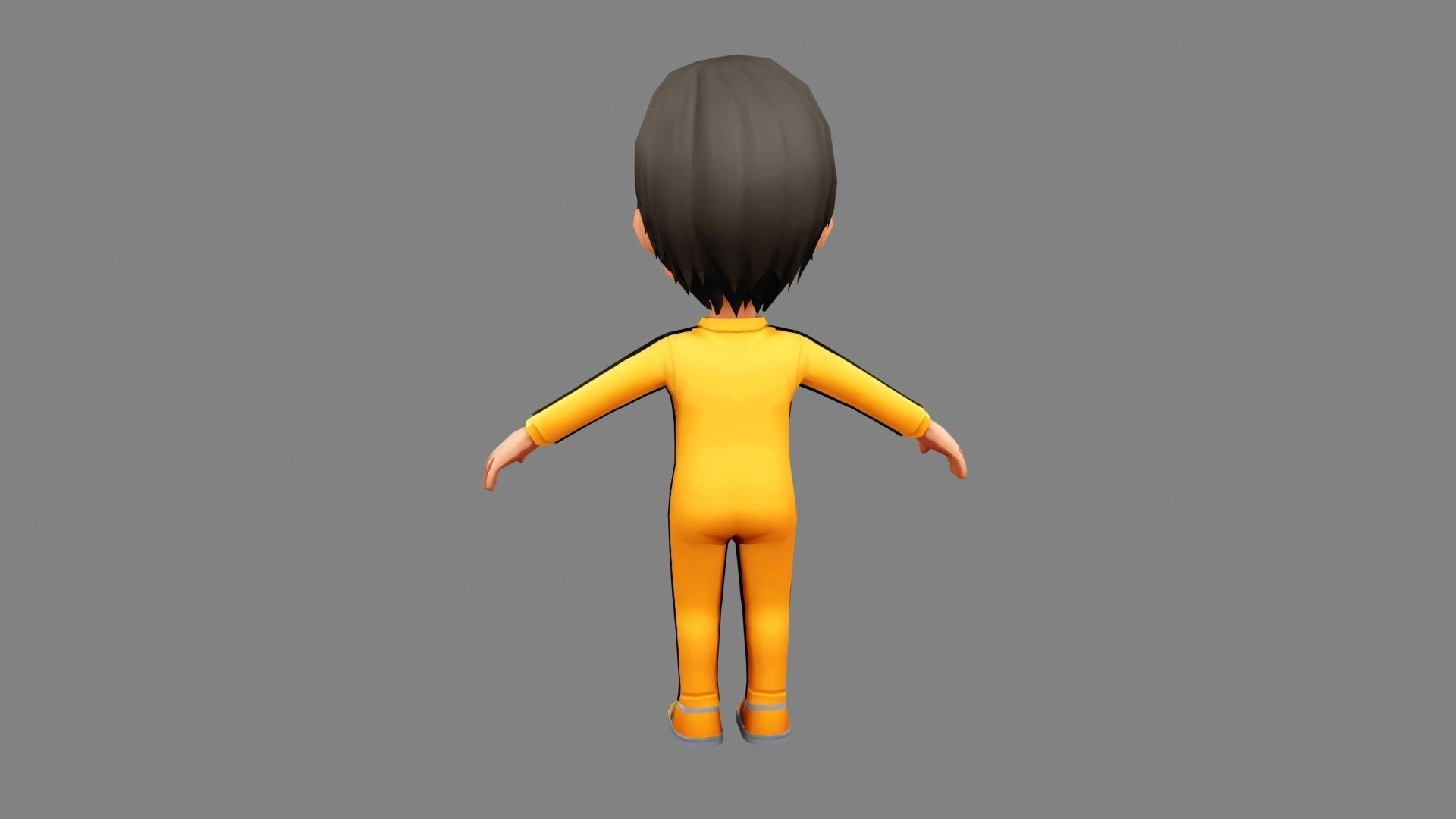 Cartoon boy in yellow tracksuit Low-poly 3D model_3