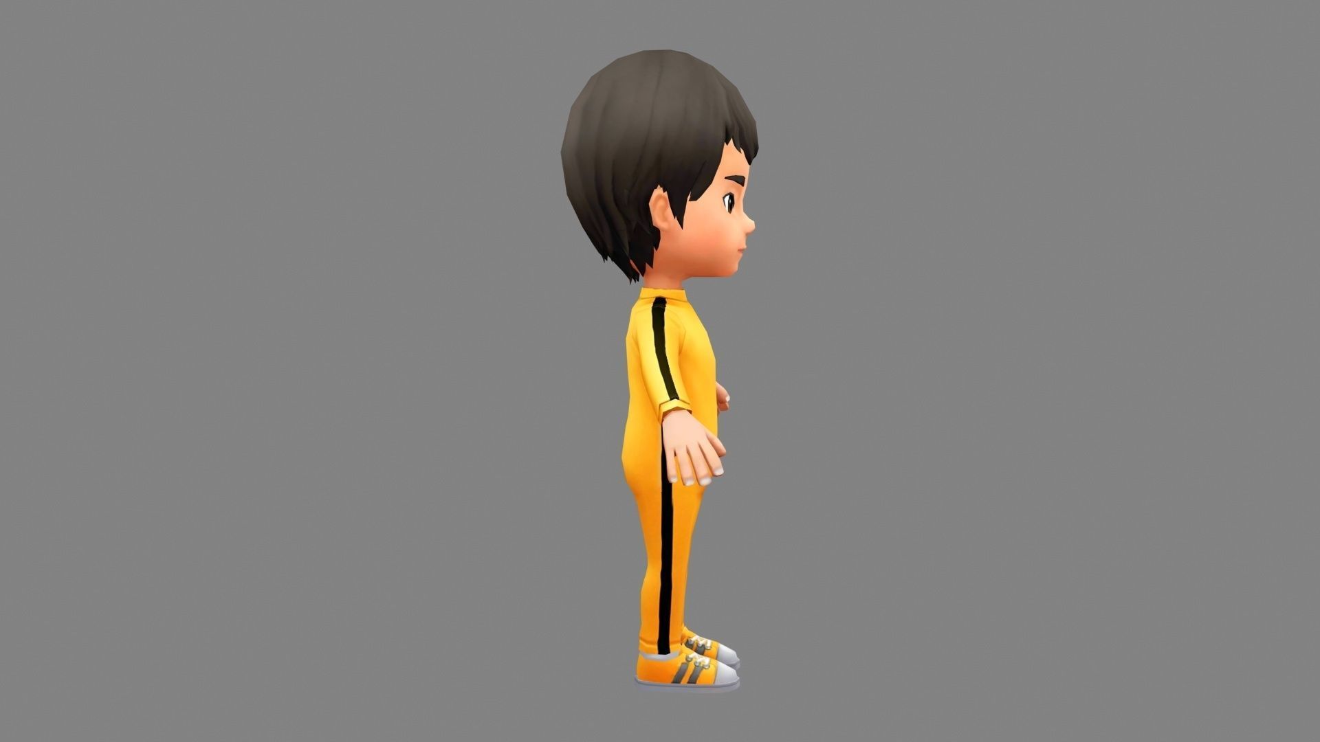 Cartoon boy in yellow tracksuit Low-poly 3D model_2