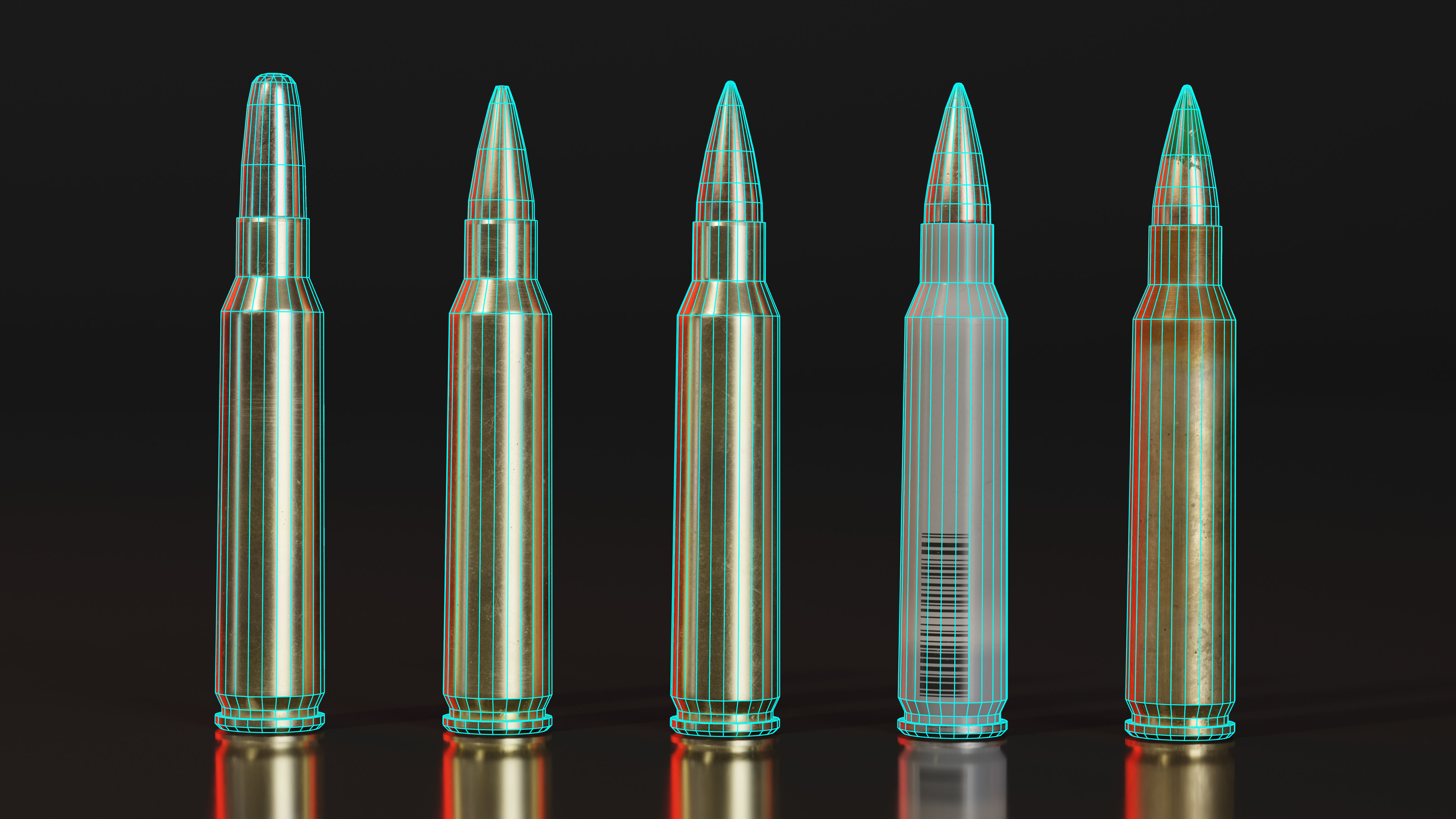 556x45mm Nato Bullets Low-poly 3D model_9