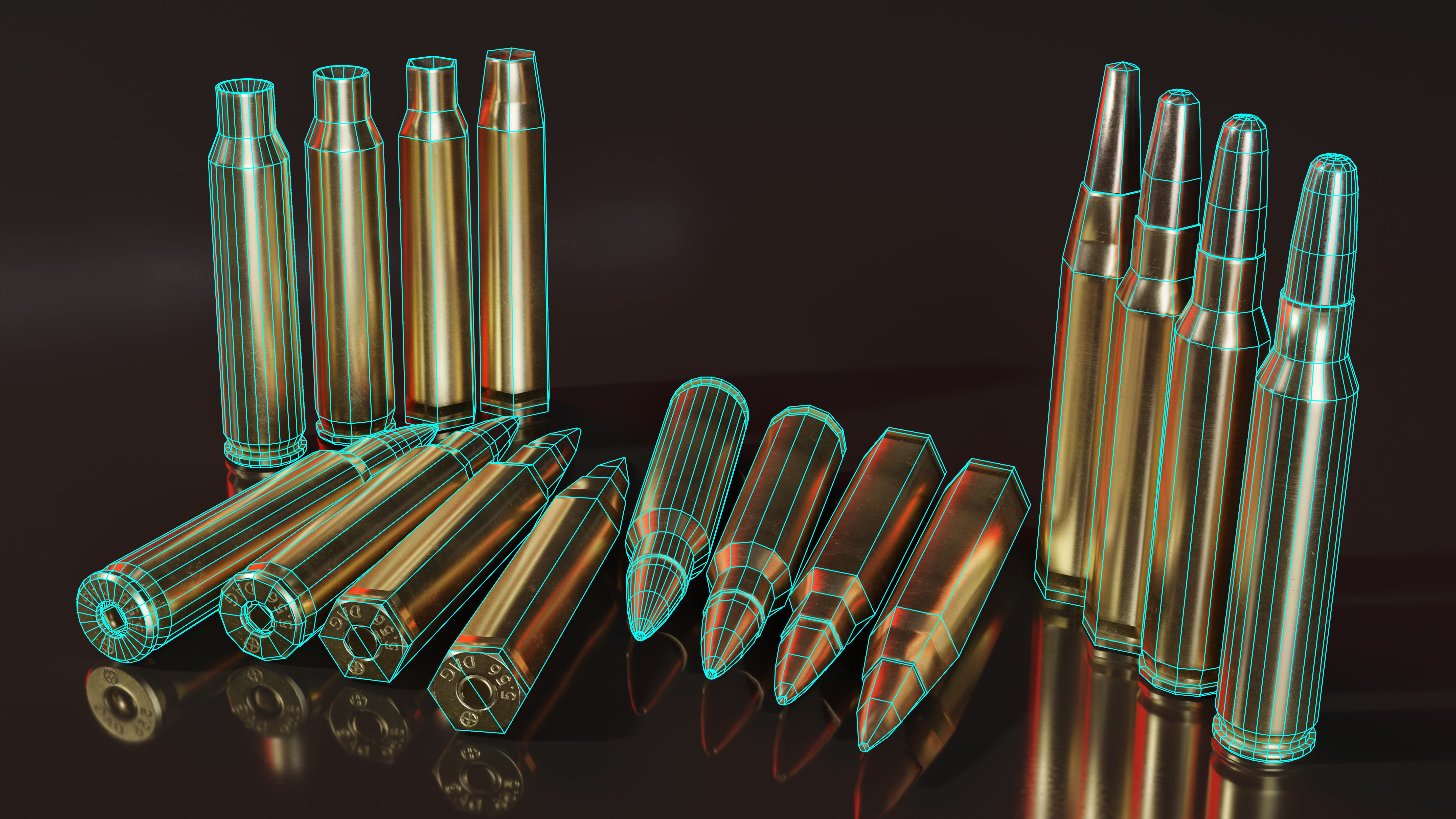 556x45mm Nato Bullets Low-poly 3D model_11