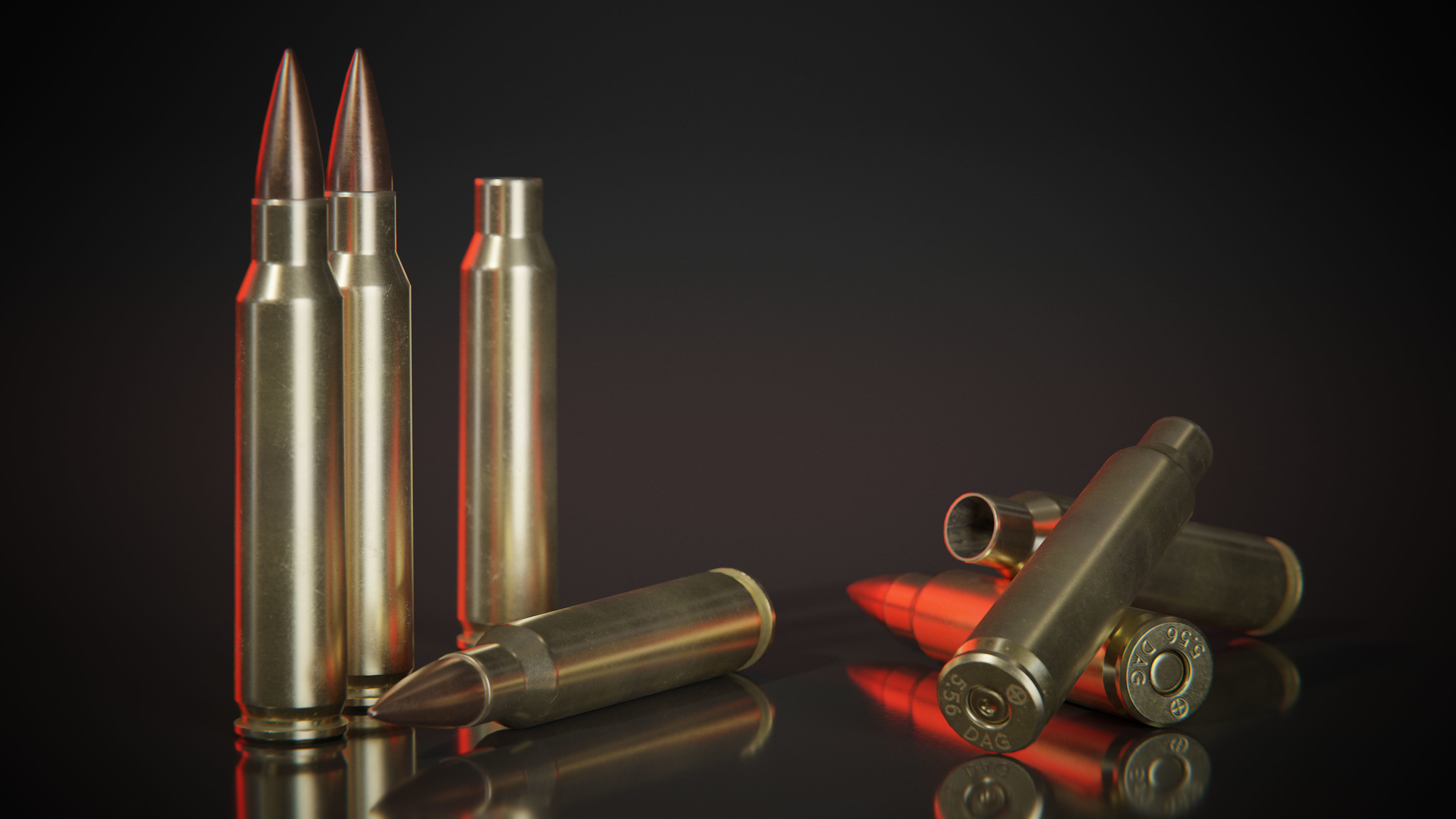 556x45mm Nato Bullets Low-poly 3D model_5