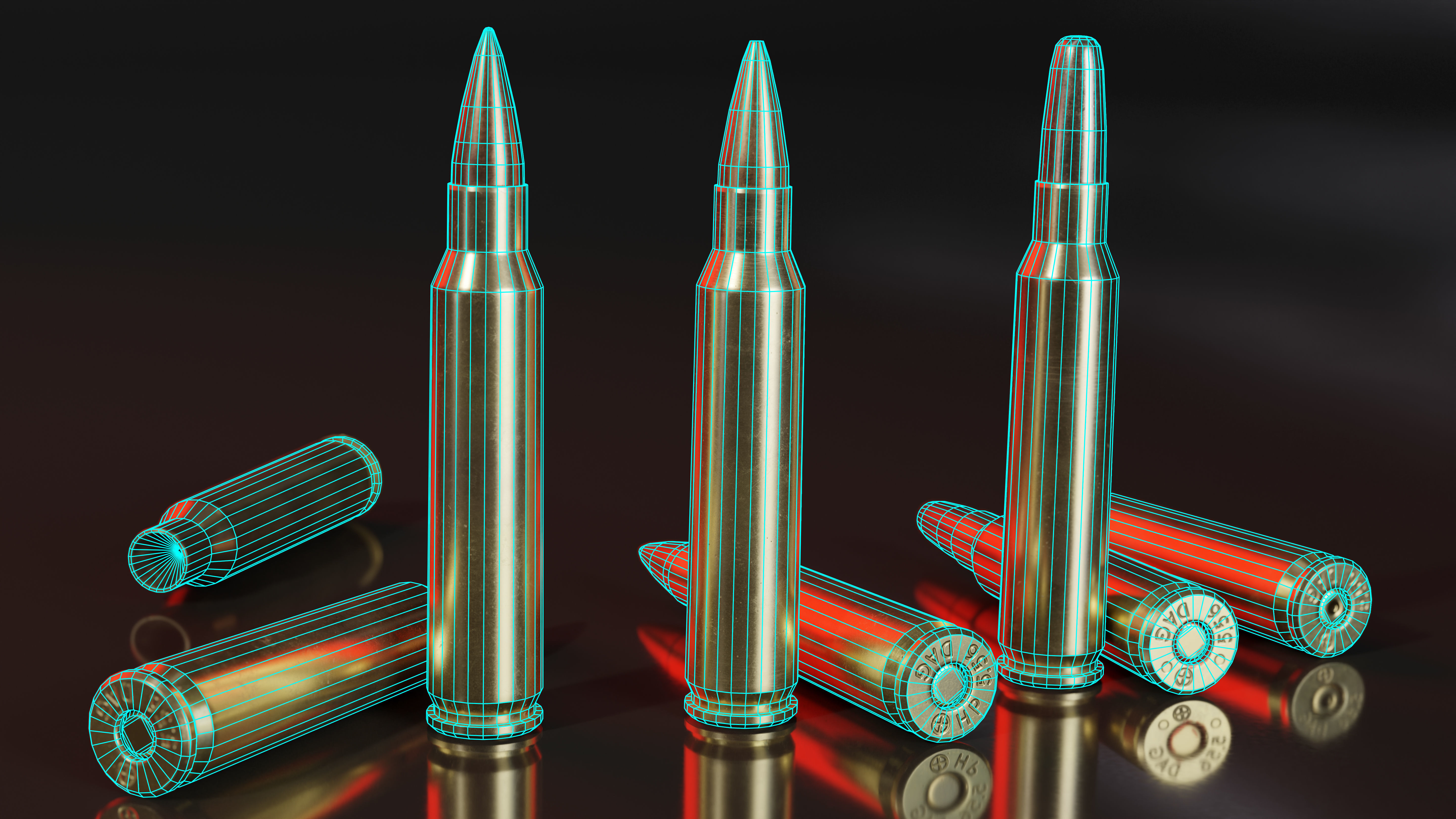 556x45mm Nato Bullets Low-poly 3D model_10