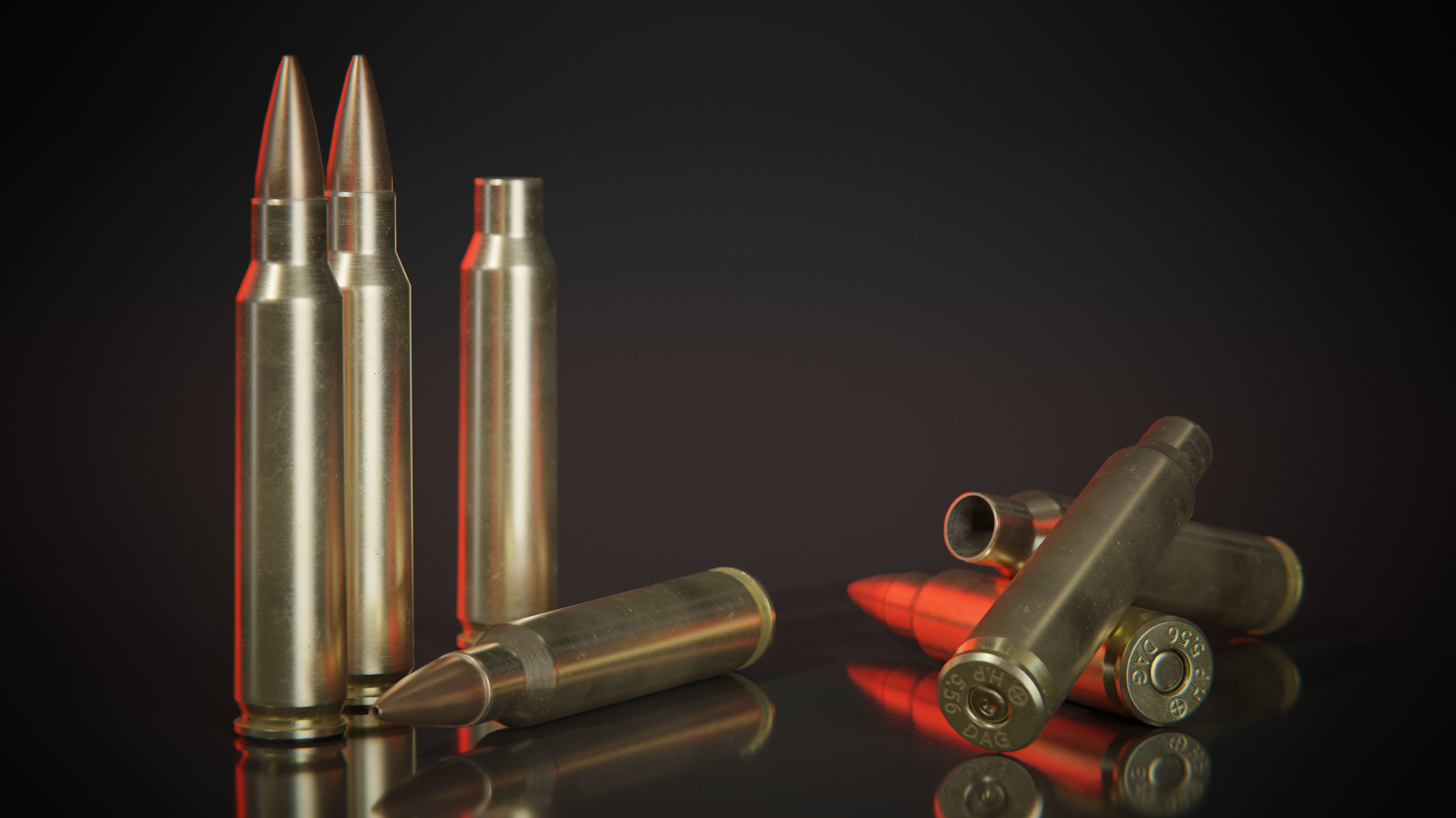 556x45mm Nato Bullets Low-poly 3D model_6