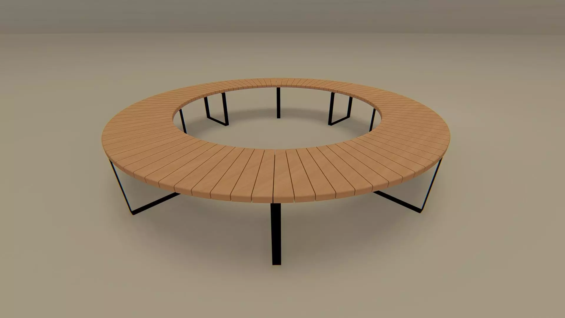 Circular Timber Bench Low-poly 3D model