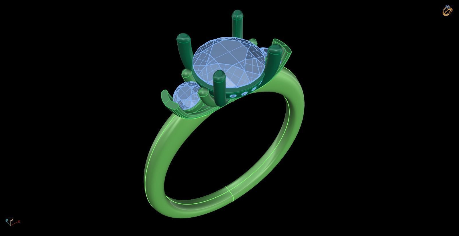 Iight Weight Engagement Ring 3D print model_3