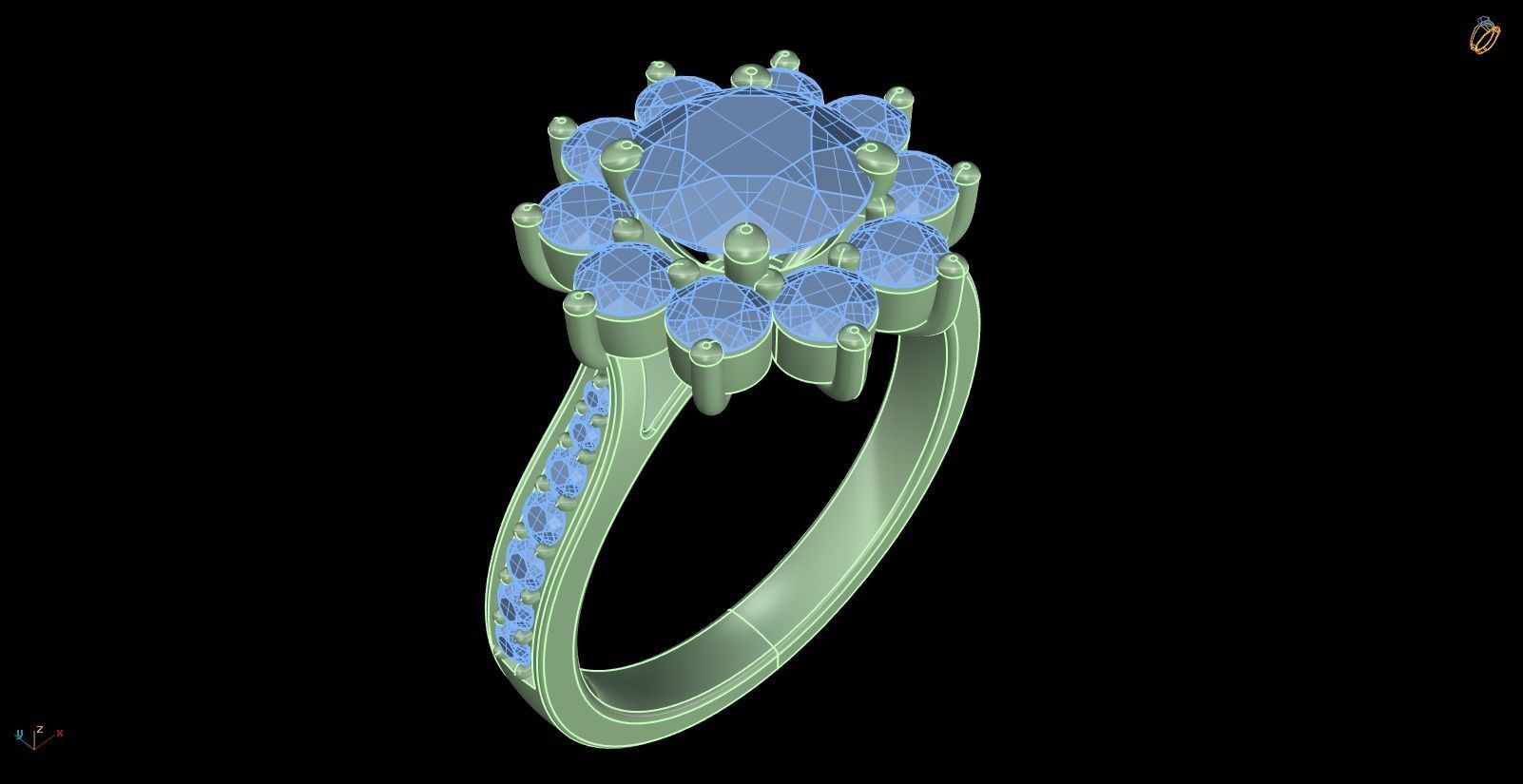 Iight Weight Engagement Ring 3D print model_3