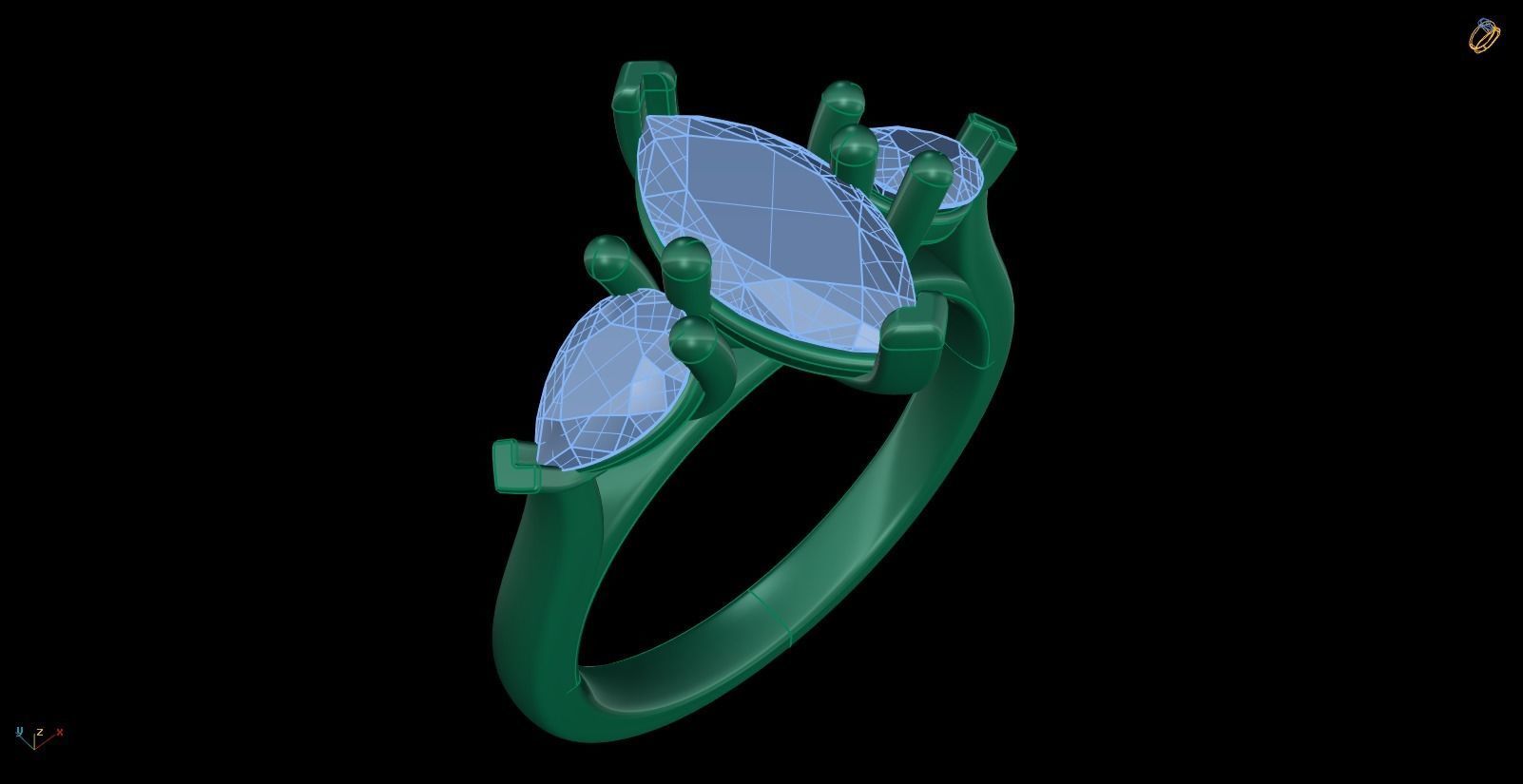 Iight Weight Engagement Ring 3D print model_3