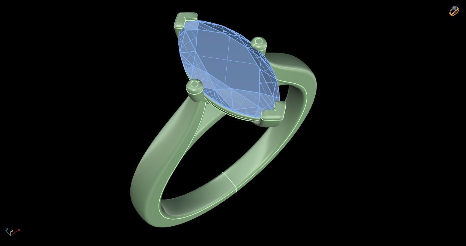 Iight Weight Engagement Ring 3D print model_3