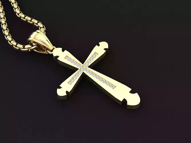 High Cross Pendant Light Gold 18K 3CP012 3D print model