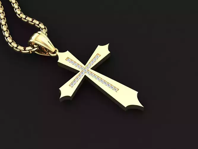 High Cross Pendant Light Gold 18K 3CP010 3D print model