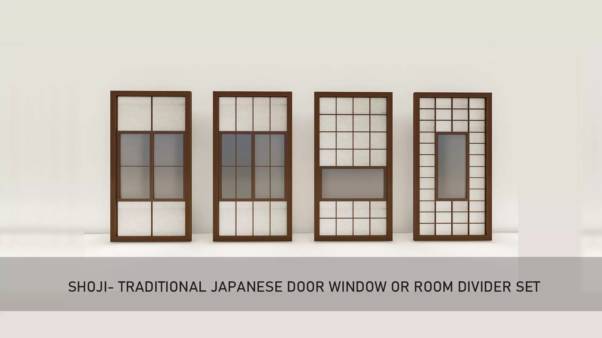 Shoji- Traditional Japanese door window with translucent paper 3D model_0