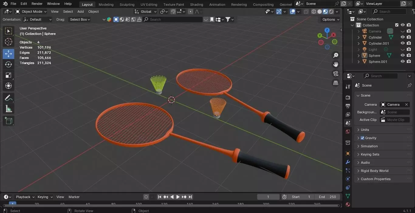 BADMINTON  Low-poly 3D model_0